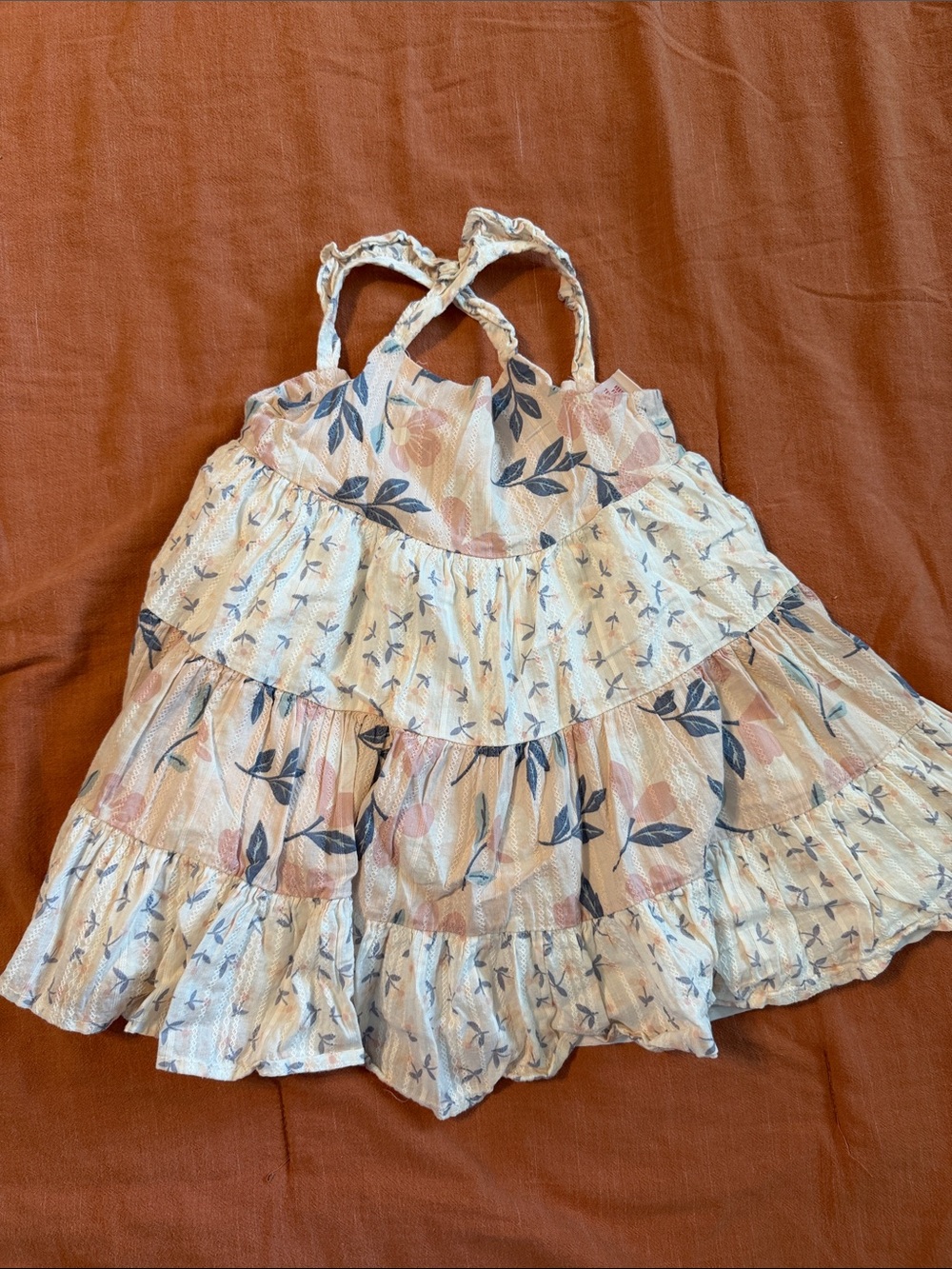 Catherine Malandrino Floral Tiered Sundress in Blush and Navy
